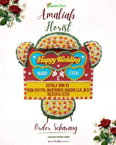 Karangan Papan Bunga Pernikahan di Hotel Tugu Malang